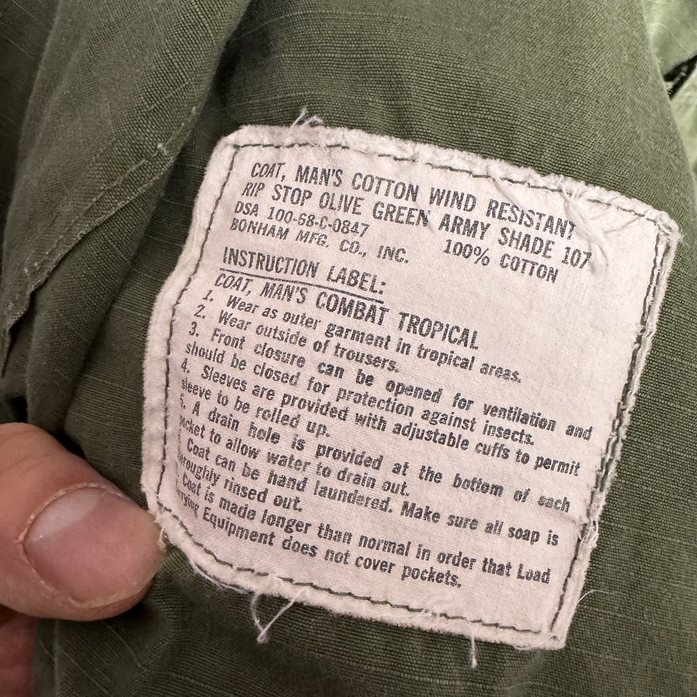 Coat Man's Cotton Wind Resistant Rip Stop Poplin OG 107 M Reg USGI 1968 Vietnam - Picture 7 of 12
